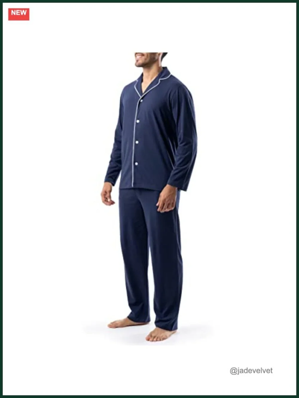 Sueded Jersey Knit Pajama Set Long Sleeve Button Up Notch Collar Relaxed Fit